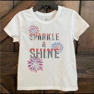 Way To Celebrate Sparkle & Shine Patriotic Girls Shirt Sz S 6-6X Fireworks